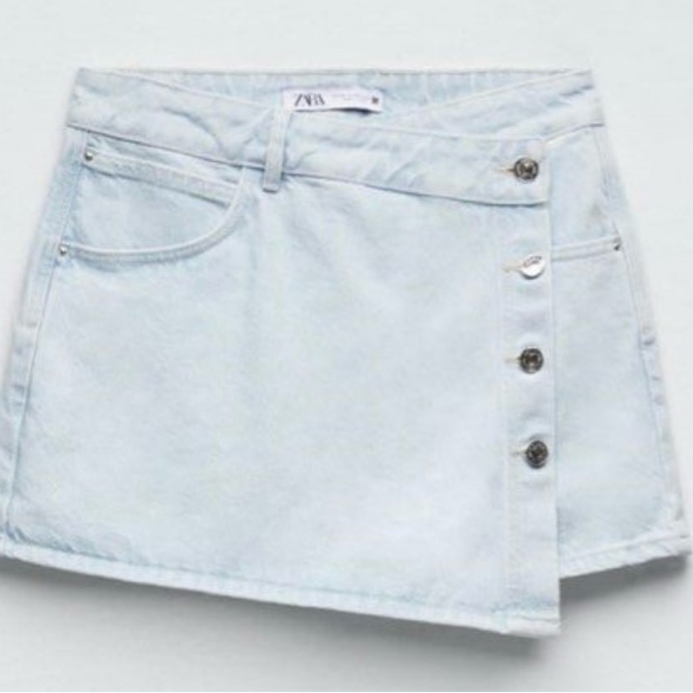 ZARA Denim Skort with Buttons